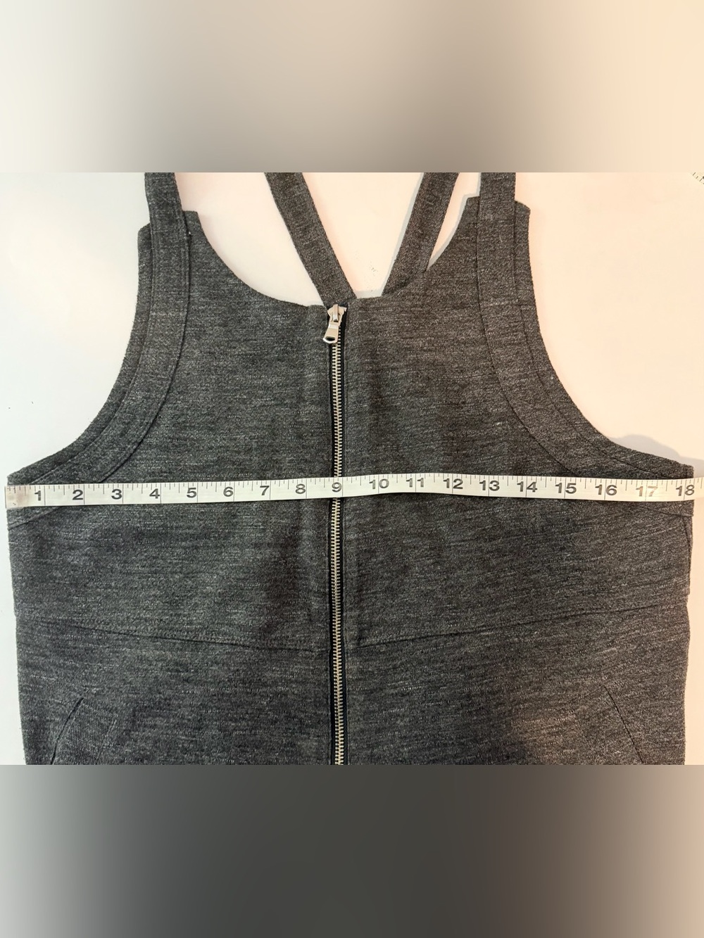 Free People Criss Cross Back Zip Front Knit Jumpsuit Charcoal Small - Picture 7 of 7